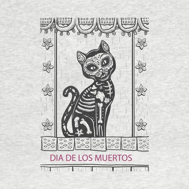 Dia De Los Muertos Cat by MCAL Tees